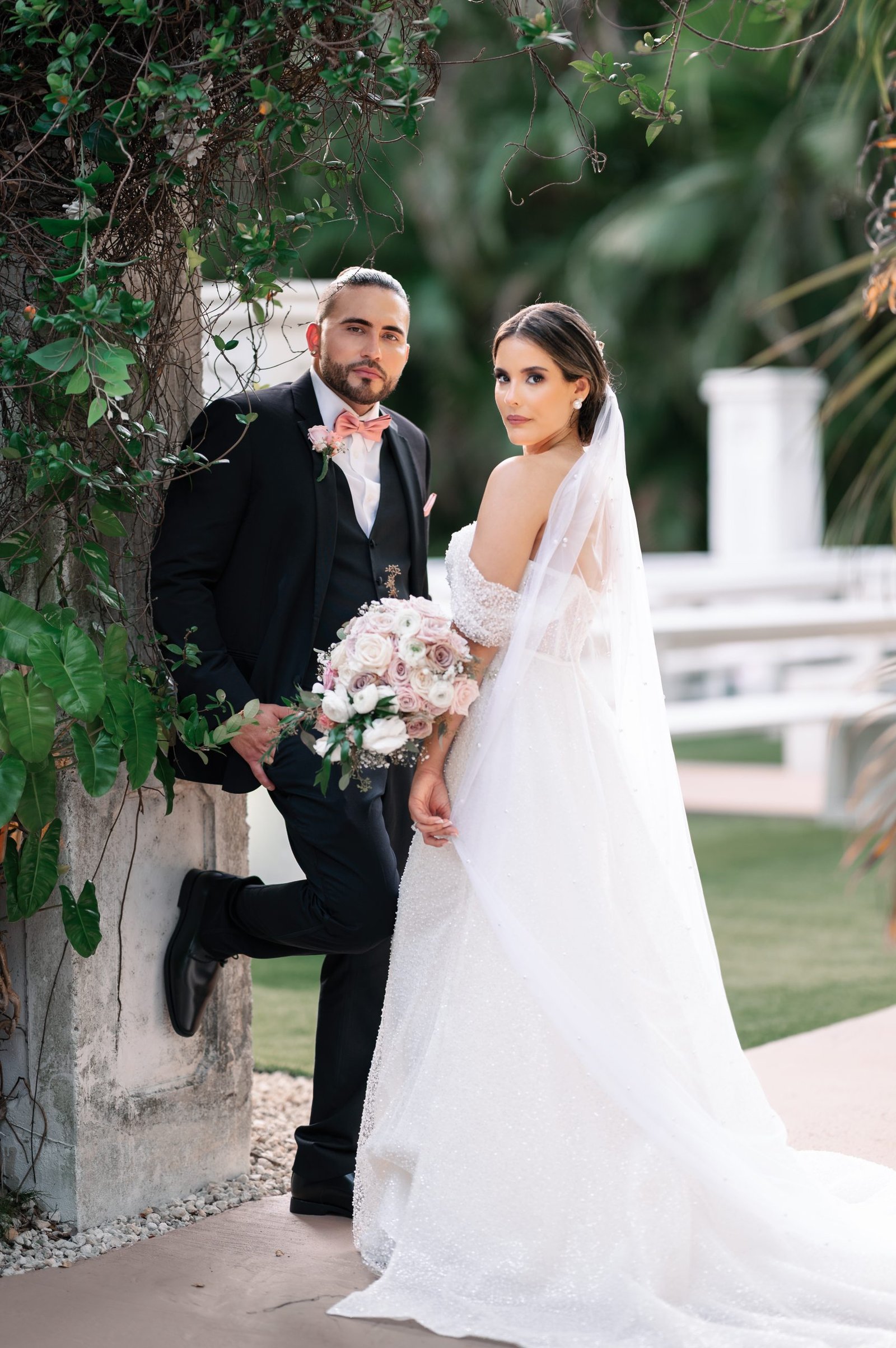 Editorial-style wedding portrait of a couple at Loveland Miami captured by Alito Photography.